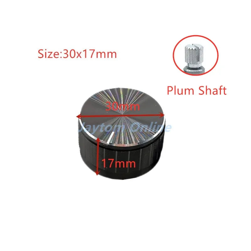 4pcs Black Aluminum alloy Potentiometer/Encoder Knobs Switch Caps 30x17mm 21x17mm 15x17mm Half Shaft Plum Shaft