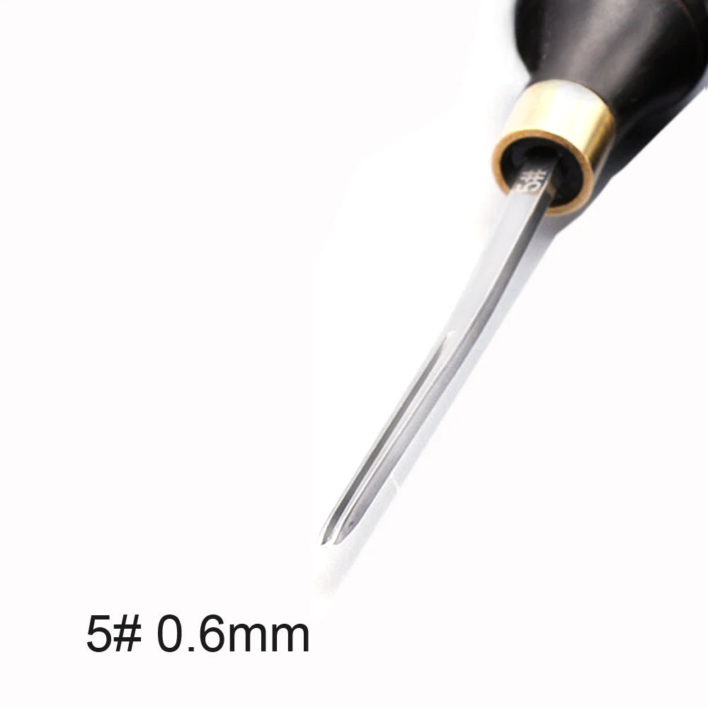 Leather Edge Cutter Beveller Beveling Skiving Knife Steel Sharper 0.6/0/7/1/3/1.8mm Ebony Handle Leather Craft Trimming Tool