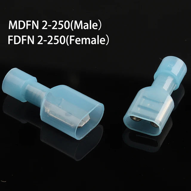 50PCS Nylon Fully Insulated Spade Female+ Male  Electrical Crimp Terminators Terminals Crimp Wire Cable Connectors