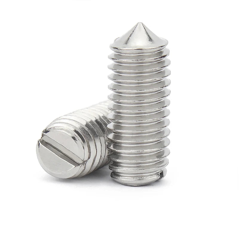 M1.2 M1.4 M1.6 M2 M2.5 M3 M4 M5 M6 M8 M10 GB71 304 Stainless Steel Slotted Head Tapered End Headless Grub Bolt Set Screw DIN553