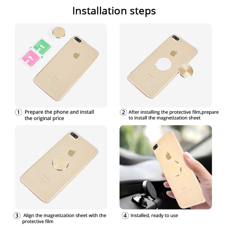 New iphone Sticker Metal Plate disk iron sheet Magnet Mobile Phone Holder accessories For Magnetic Car Phone Stand holders