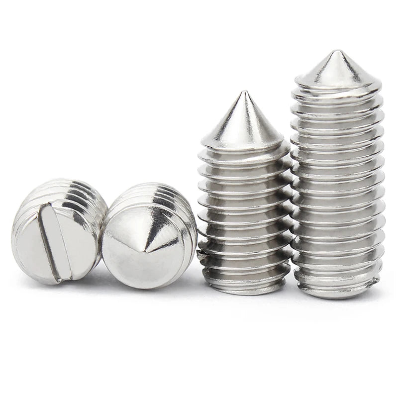 M1.2 M1.4 M1.6 M2 M2.5 M3 M4 M5 M6 M8 M10 GB71 304 Stainless Steel Slotted Head Tapered End Headless Grub Bolt Set Screw DIN553