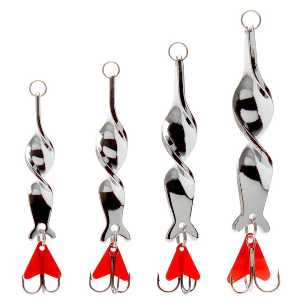 FISHINAPOT 1pcs Sliver 10g/14g/21g/28g Spinner Spoon Lures Rotating Metal Sequins Baits Fishing Lure Crankbait Carp Pesca Hooks