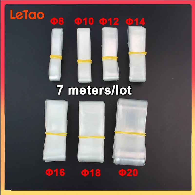 7meters/lot Clear Heat Shrink Tube Transparent Shrinkable Tubing 2:1 8mm 10mm 12mm 14mm 16m 18mm 20mm Cable Sleeve Wrap Wire Kit
