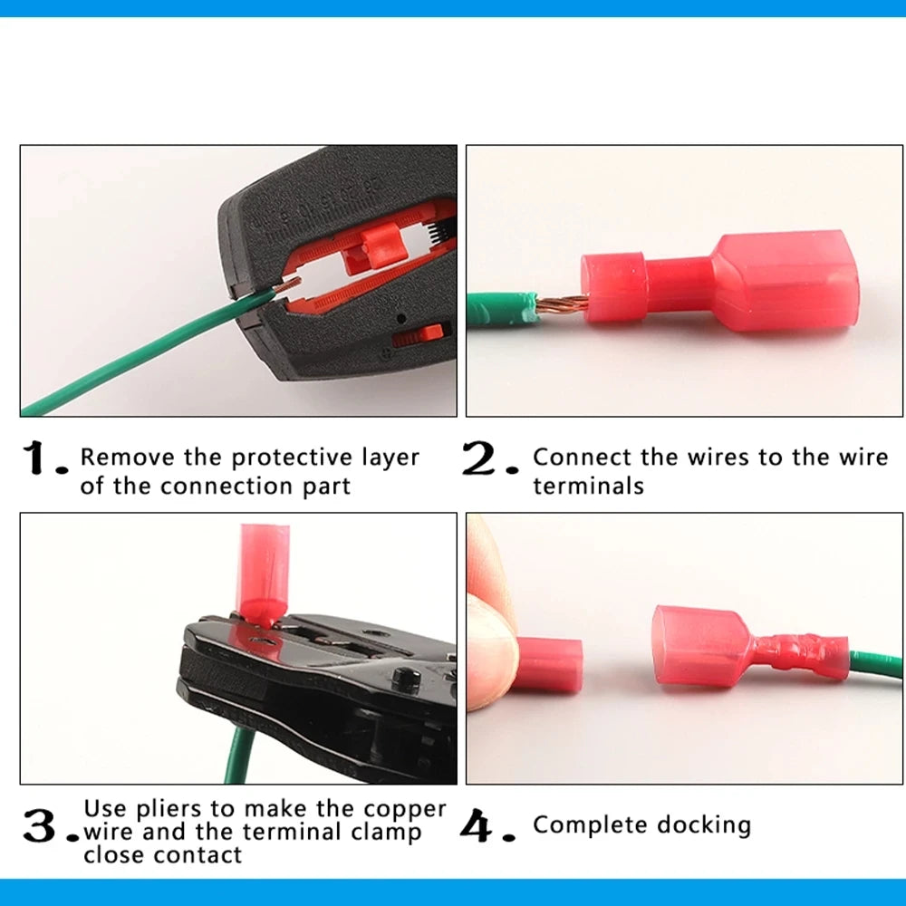 50PCS Nylon Fully Insulated Spade Female+ Male  Electrical Crimp Terminators Terminals Crimp Wire Cable Connectors