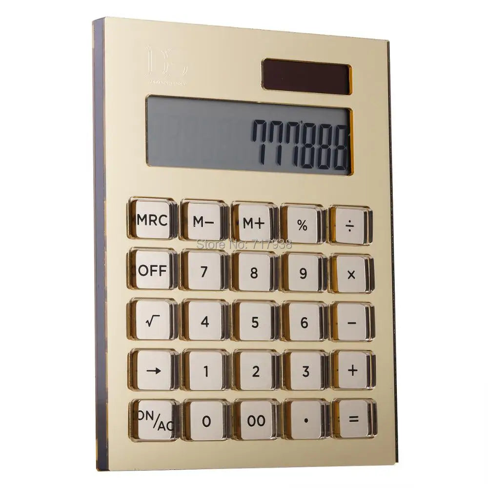 Yellow Gold Acrylic Pen Holder  Organizer + Solar Energy Calculator Desk Kit