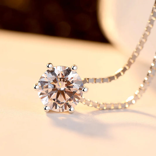 100% 925 Sterling Silver Six Claw Shiny Crystal Ladies' Chains Necklaces Female Birthday Gift Women Fashion Jewelry Wholesale