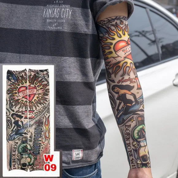 1Pc Unisex Summer Fake Tattoo Arm Sleeves for Men Unisex Women Sunscreen Arm T shirt UV Protection Hip Hop Punk Slip On Tattoo