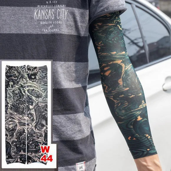 1Pc Unisex Summer Fake Tattoo Arm Sleeves for Men Unisex Women Sunscreen Arm T shirt UV Protection Hip Hop Punk Slip On Tattoo