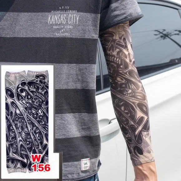 1Pc Unisex Summer Fake Tattoo Arm Sleeves for Men Unisex Women Sunscreen Arm T shirt UV Protection Hip Hop Punk Slip On Tattoo