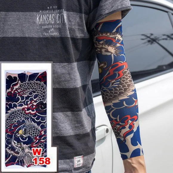 1Pc Unisex Summer Fake Tattoo Arm Sleeves for Men Unisex Women Sunscreen Arm T shirt UV Protection Hip Hop Punk Slip On Tattoo