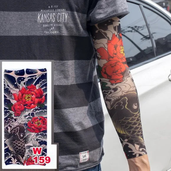 1Pc Unisex Summer Fake Tattoo Arm Sleeves for Men Unisex Women Sunscreen Arm T shirt UV Protection Hip Hop Punk Slip On Tattoo