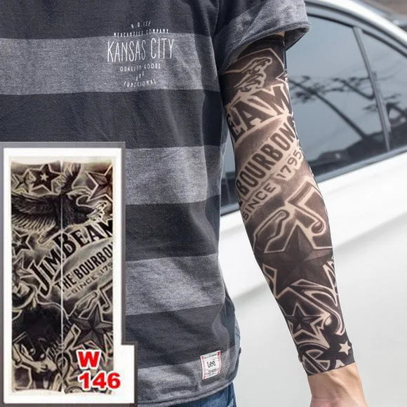 1Pc Unisex Summer Fake Tattoo Arm Sleeves for Men Unisex Women Sunscreen Arm T shirt UV Protection Hip Hop Punk Slip On Tattoo