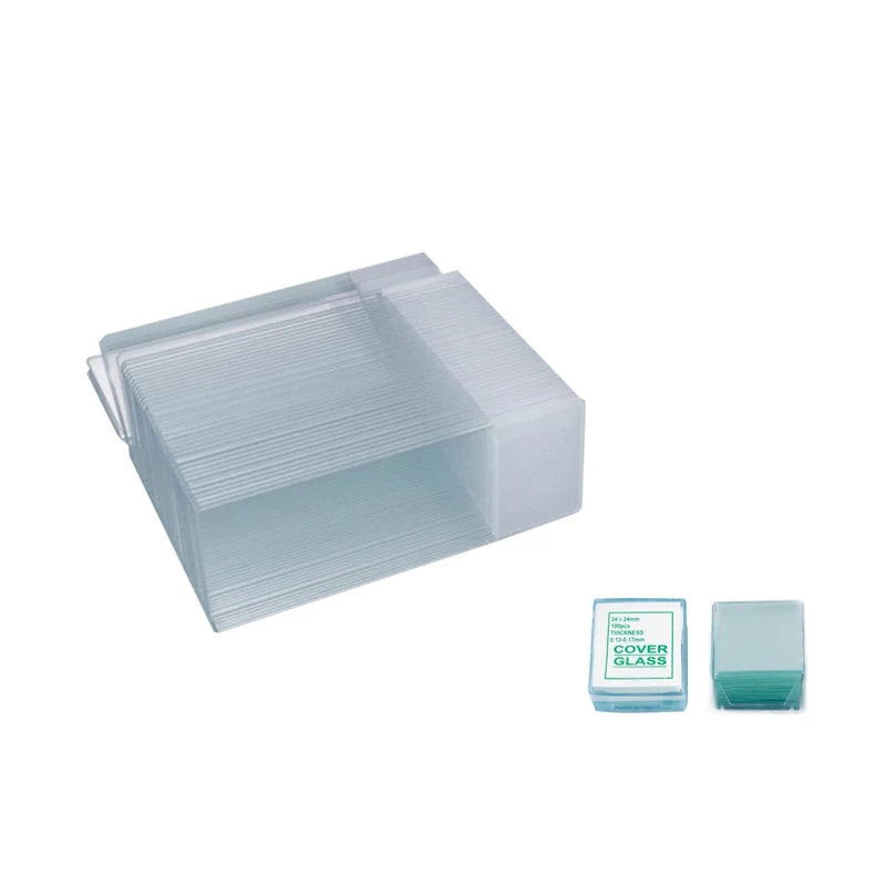 50pcs Microscope Slides + 100pcs Cover Glass Pre-Cleaned Blank Biology Glass Slide for Basic Biological Science