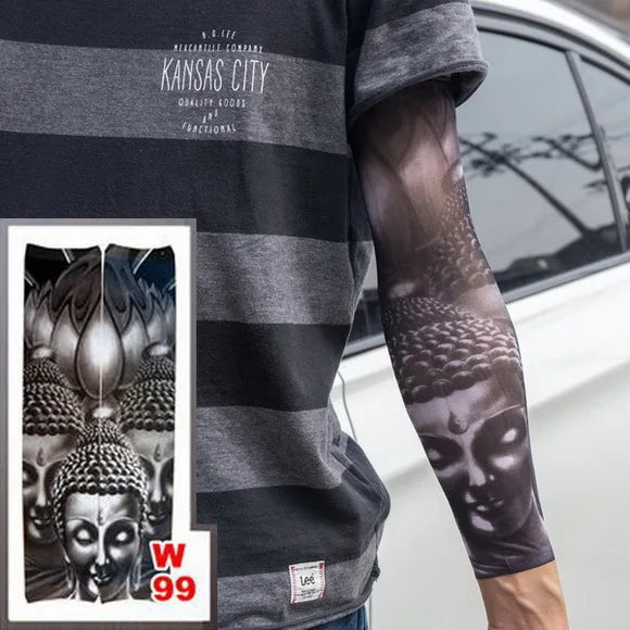 1Pc Unisex Summer Fake Tattoo Arm Sleeves for Men Unisex Women Sunscreen Arm T shirt UV Protection Hip Hop Punk Slip On Tattoo