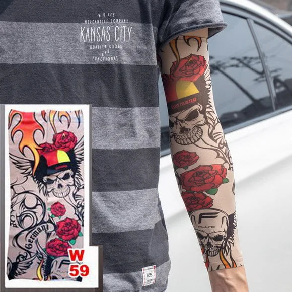 1Pc Unisex Summer Fake Tattoo Arm Sleeves for Men Unisex Women Sunscreen Arm T shirt UV Protection Hip Hop Punk Slip On Tattoo