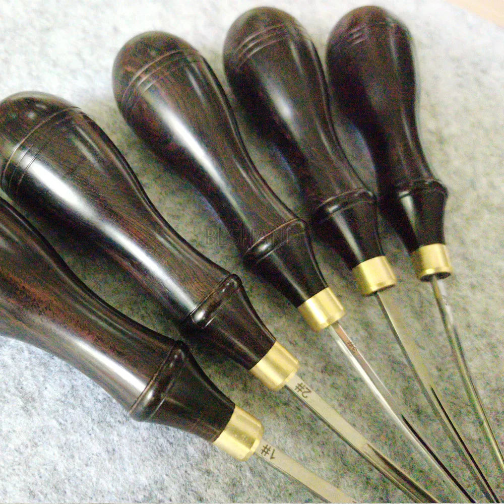 Leather Edge Cutter Beveller Beveling Skiving Knife Steel Sharper 0.6/0/7/1/3/1.8mm Ebony Handle Leather Craft Trimming Tool