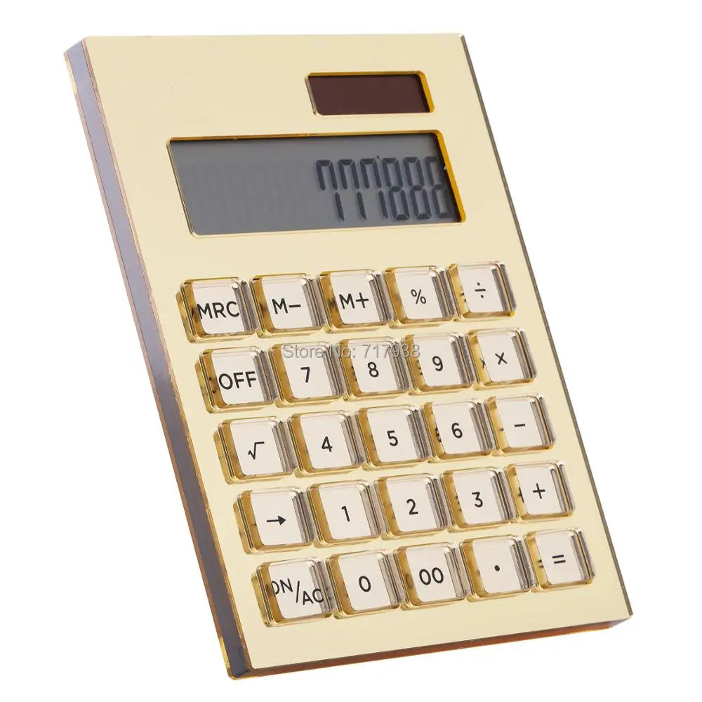 Yellow Gold Acrylic Pen Holder  Organizer + Solar Energy Calculator Desk Kit