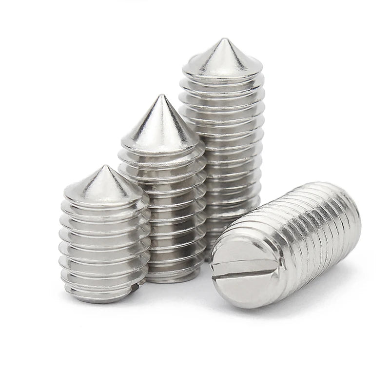 M1.2 M1.4 M1.6 M2 M2.5 M3 M4 M5 M6 M8 M10 GB71 304 Stainless Steel Slotted Head Tapered End Headless Grub Bolt Set Screw DIN553