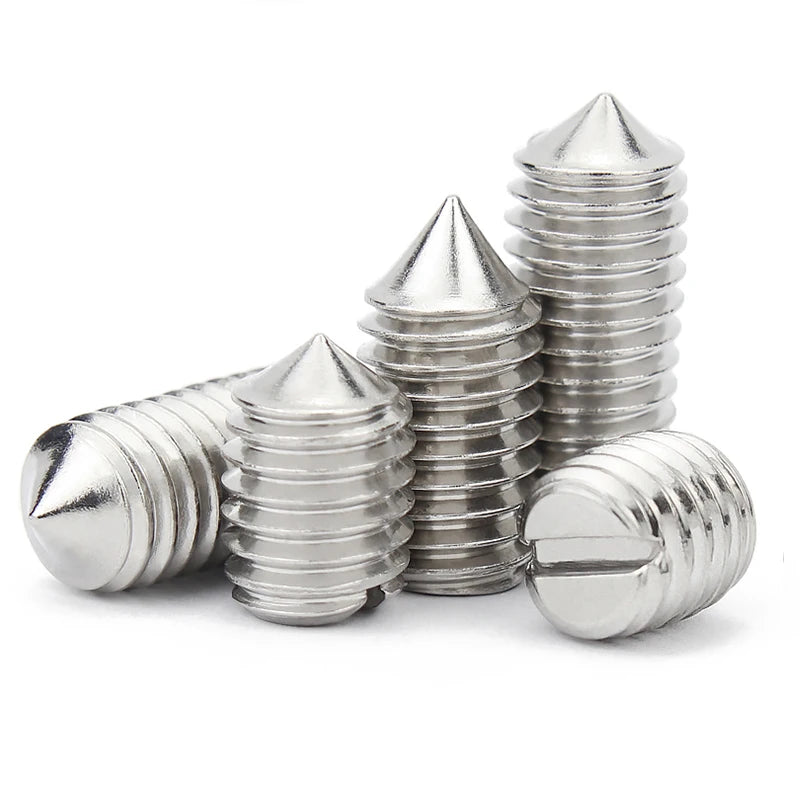 M1.2 M1.4 M1.6 M2 M2.5 M3 M4 M5 M6 M8 M10 GB71 304 Stainless Steel Slotted Head Tapered End Headless Grub Bolt Set Screw DIN553