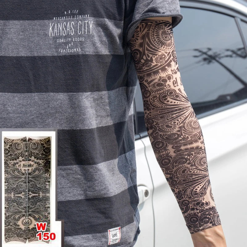 1Pc Unisex Summer Fake Tattoo Arm Sleeves for Men Unisex Women Sunscreen Arm T shirt UV Protection Hip Hop Punk Slip On Tattoo