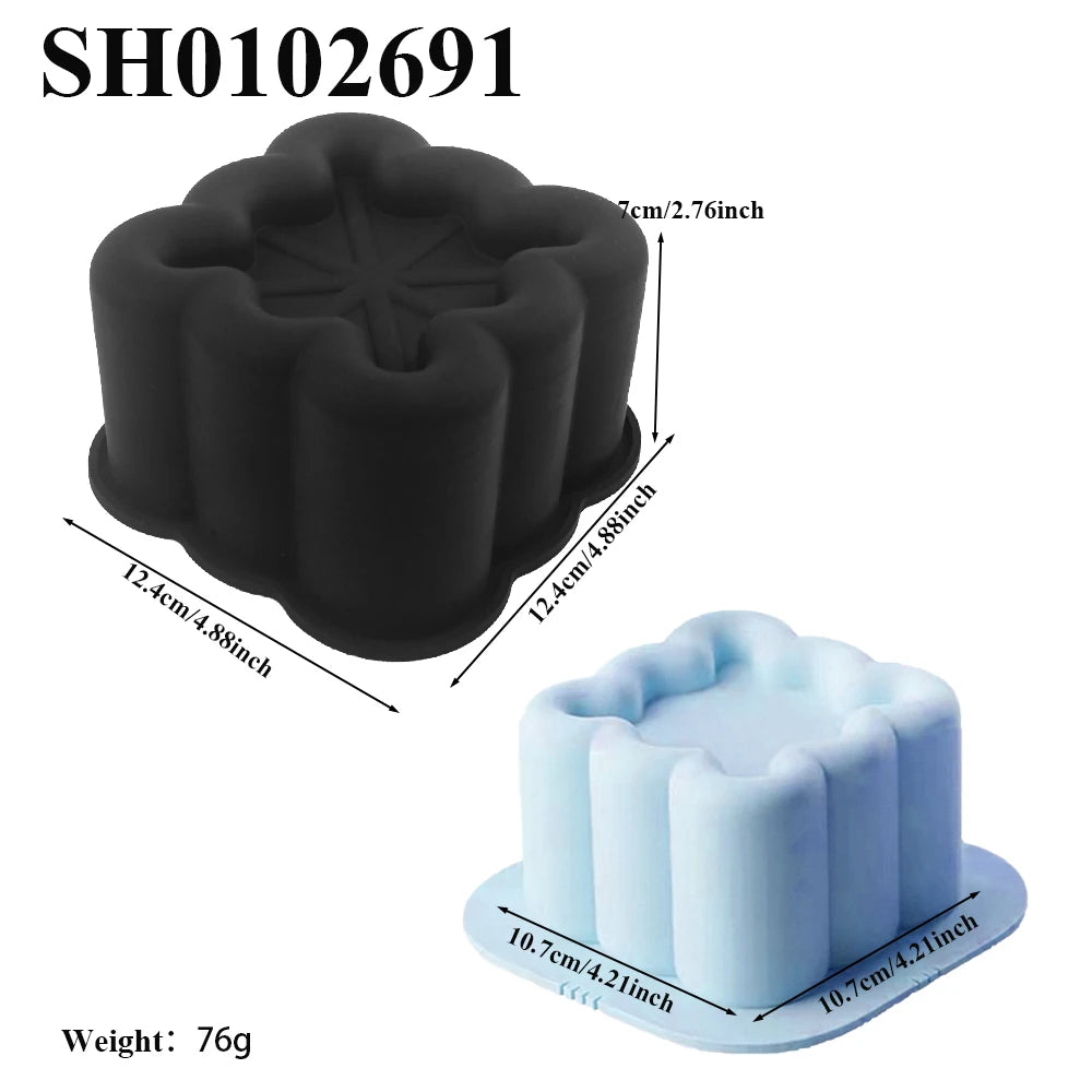 Heart Shaped Cylindrical Square Texture French Mousse Cake Mould Silicone Soap Mold Jelly Pudding Dessert Tools Kitchen Bakeware