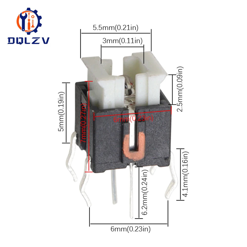 5/10Pcs 6*6mm Through Hole Micro Push Button Tactile Momentary Switch With LED Green Yellow Red White Blue 6*6 6X6