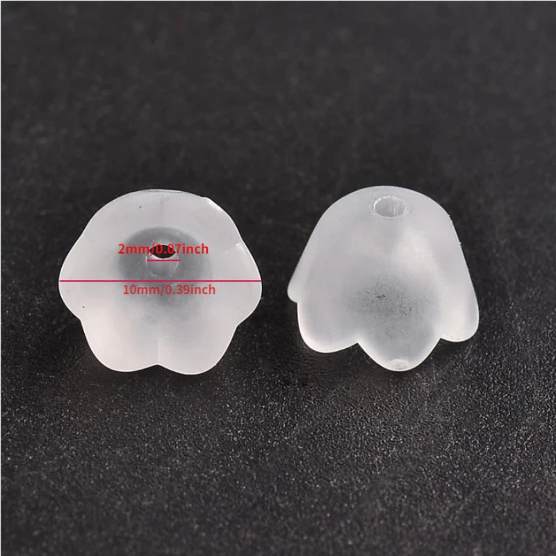 50/100/200pcs Transparent Acrylic Beads Tulip Flower Lily of The Valley for Jewelry Making DIY Bracelet Necklace Crafts Material