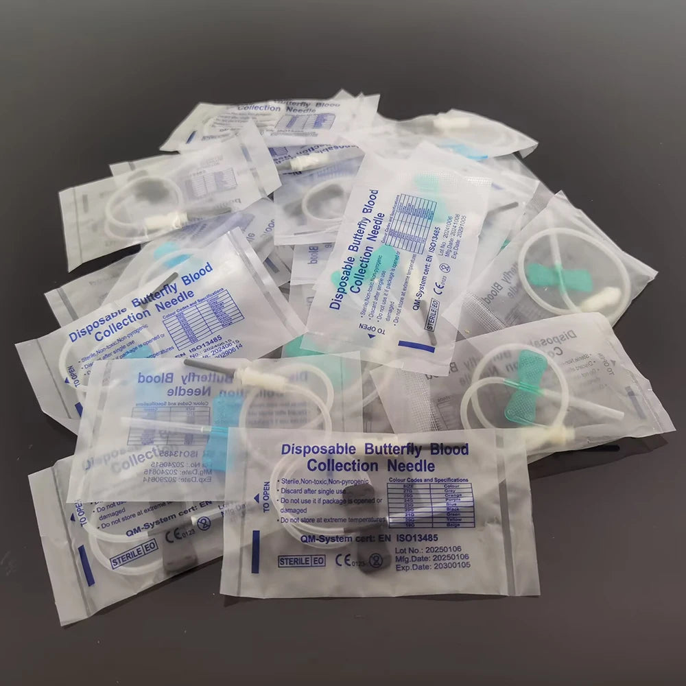 500Pcs Disposable Butterfly Blood Collection Needle double wing type Blood Collection Needle Pet Care Room Cat Dogs Animal