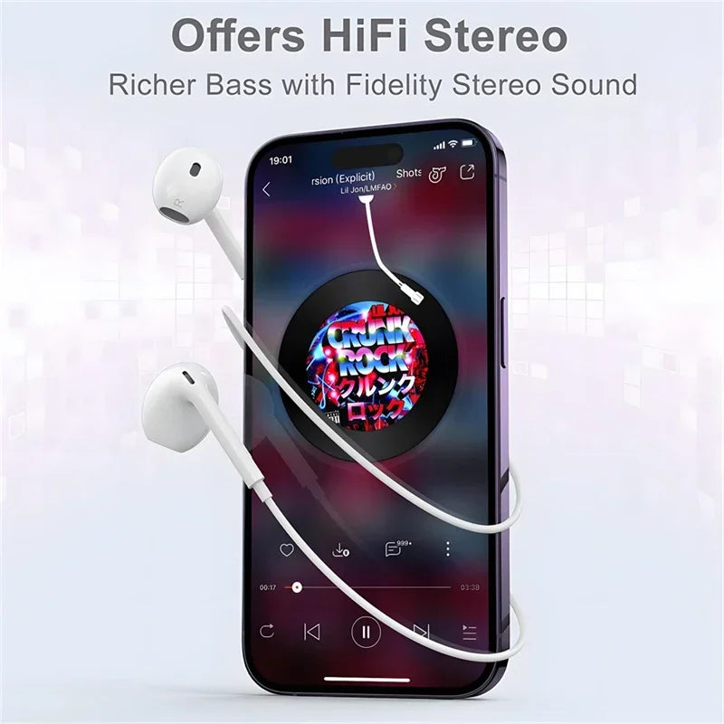 Original Wired Lightning Earphones For Apple iPhone 14 13 12 11 Pro Max Mini X XS XR X 7 8 6 Plus SE 2020 Headphones Accessories