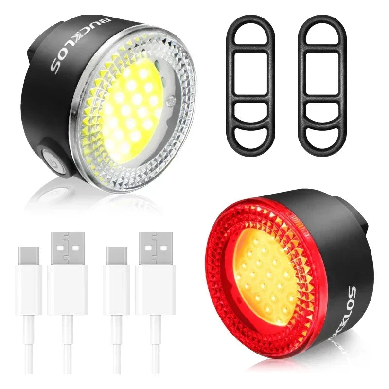 BUCKLOS Bike Light COB Front Rear Bicycle Lights LED Rechargeable Mountain Road Bicycle Lamp MTB Tail Light Cycling Flashlight