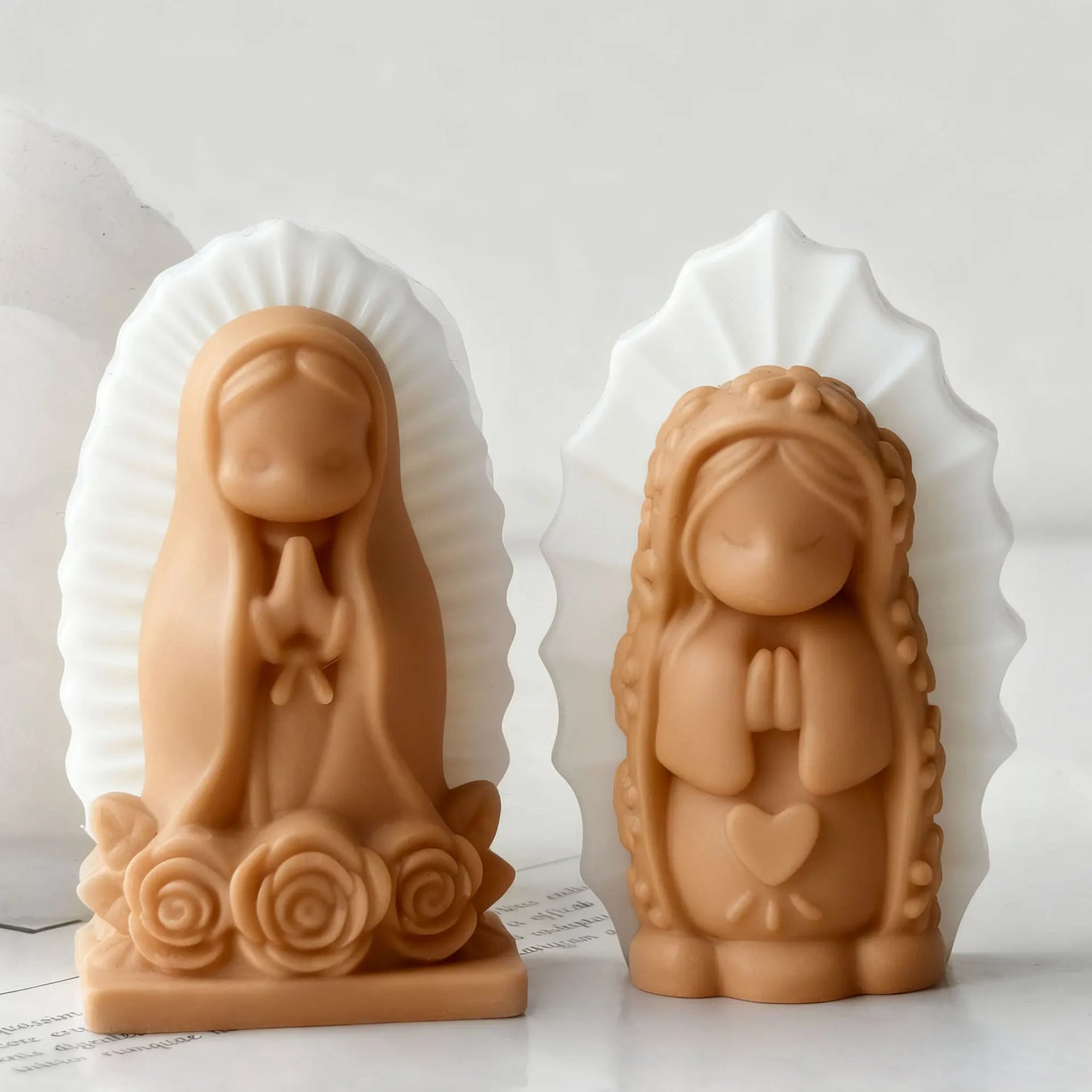 Praying Girl Candle Silicone Mold Prayer Virgin Mary Aroma Soap Plaster Wax Clay Craft Ornaments Making Mold Home Decor