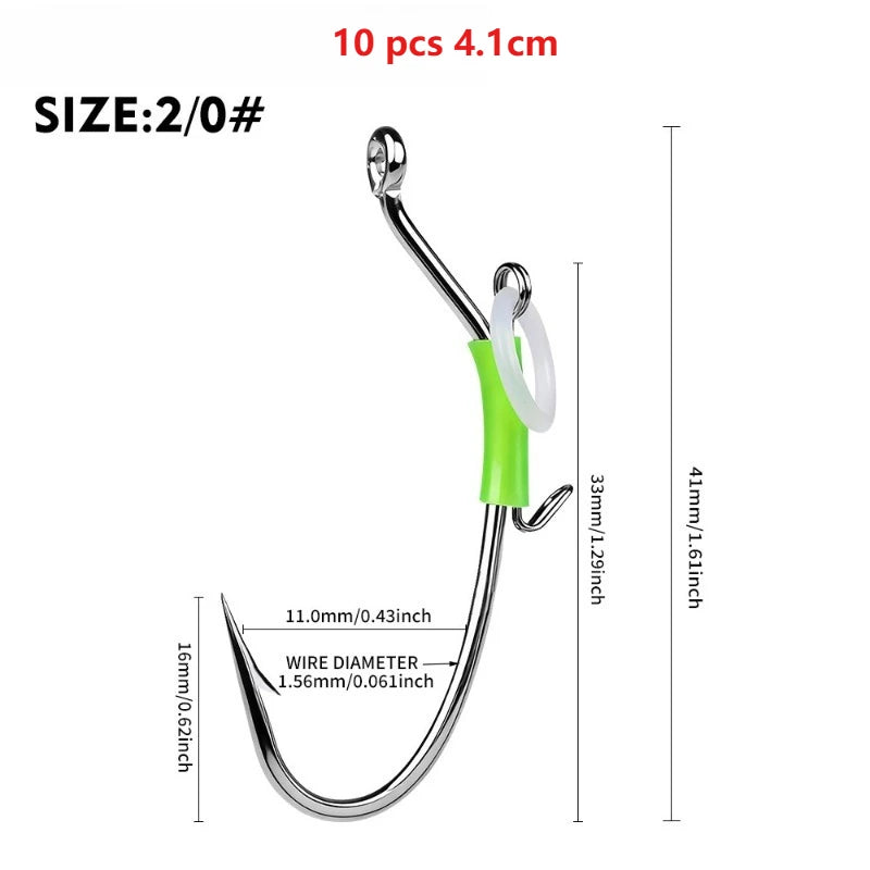 10pcs Luminous Spring-loaded shrimp hook Live Shrimp Hooks Stainless Steel Saltwater Live bait Fishing Hooks Shrimp Walker