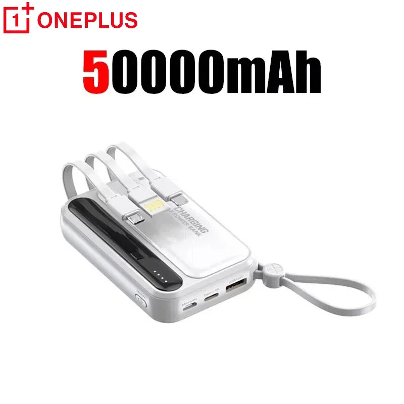 Oneplus 4 In1 Power Bank 50000mAh Large Capacity Built in Cables Intelligent Digital Display Light Portable Battery For Iphone
