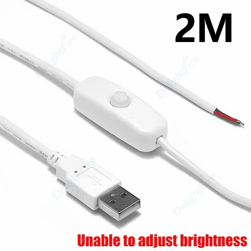USB A Male 2 Pin Bare Wire USB 5V 3A Pigtail Open End Power Cable for Small Fan USB Equipment Installed Replace Repair DIY Cord