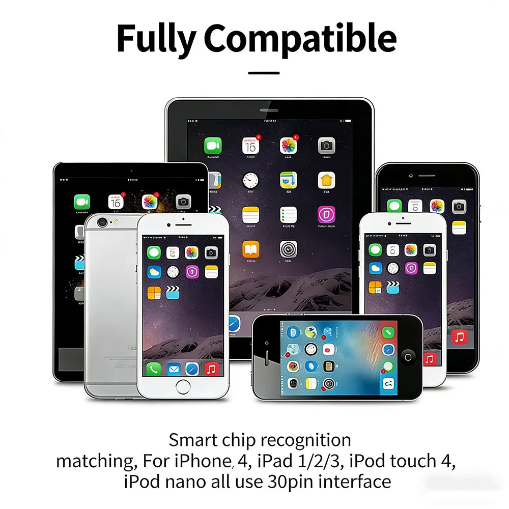 NNBILI USB Cable Fast Charging for iPhone 4 4s 3GS 3G iPad 1 2 3 iPod Nano touch 30 Pin 2A USB Charger Adapter Data Sync Cord