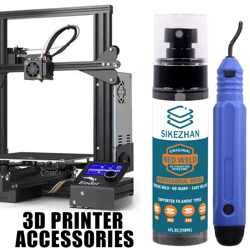 3DPrinter Adhesion Aid+Deburring Finishing Tool，Strong Bed Hold，No Warp，Easy Lift‑Off，Clean Up Prints，For PLA/ABS/PETG/PEI/Glass