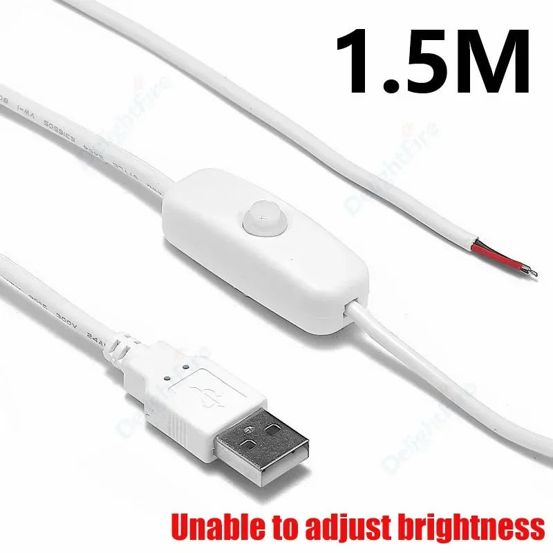 USB A Male 2 Pin Bare Wire USB 5V 3A Pigtail Open End Power Cable for Small Fan USB Equipment Installed Replace Repair DIY Cord