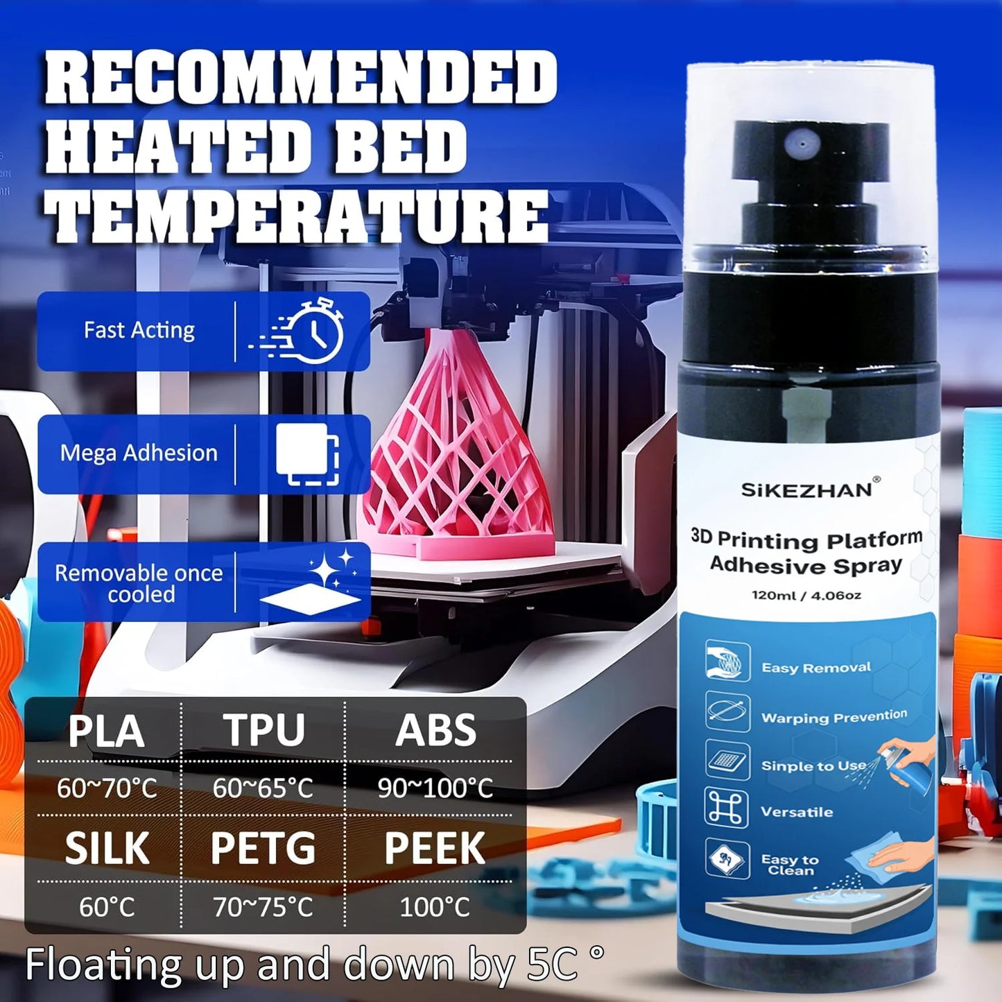 40Pcs 3D Printer Tool Kit & Bed Glue Spray: FDM/SLA Cleaning Finishing + Anti-Warp Adhesive for PLA ABS PETG TPU, No Residue