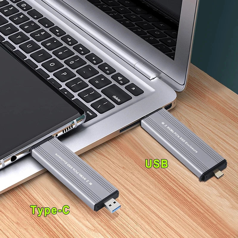 SAMGET M.2 SSD Case M.2 to USB 3.1 Gen 2 10Gbps Aluminum Case USBC USBA to NVMe PCIe External Enclosure for M2 NVMe SSD