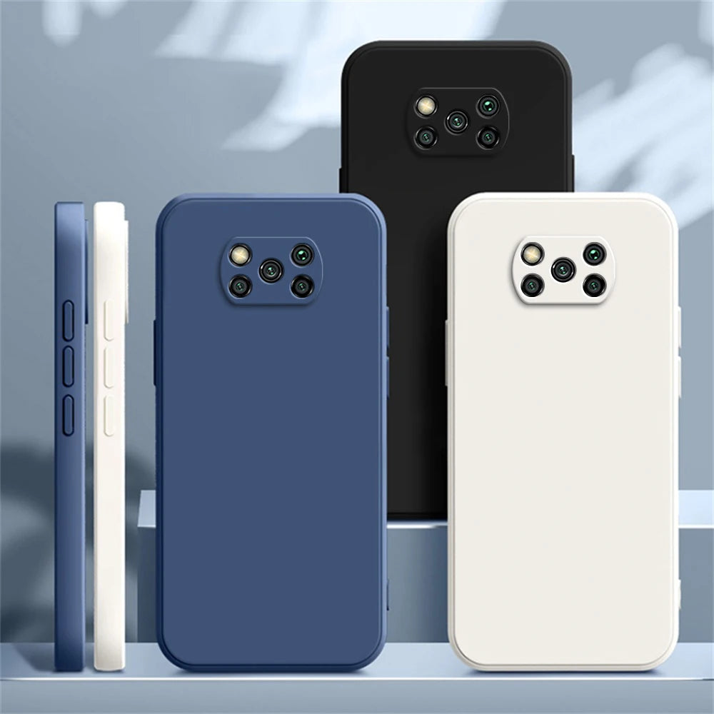 New Square Liquid Silicone Case for Xiaomi POCO X3 Pro NFC X3Pro X3NFC Shockproof Soft Cover Coque