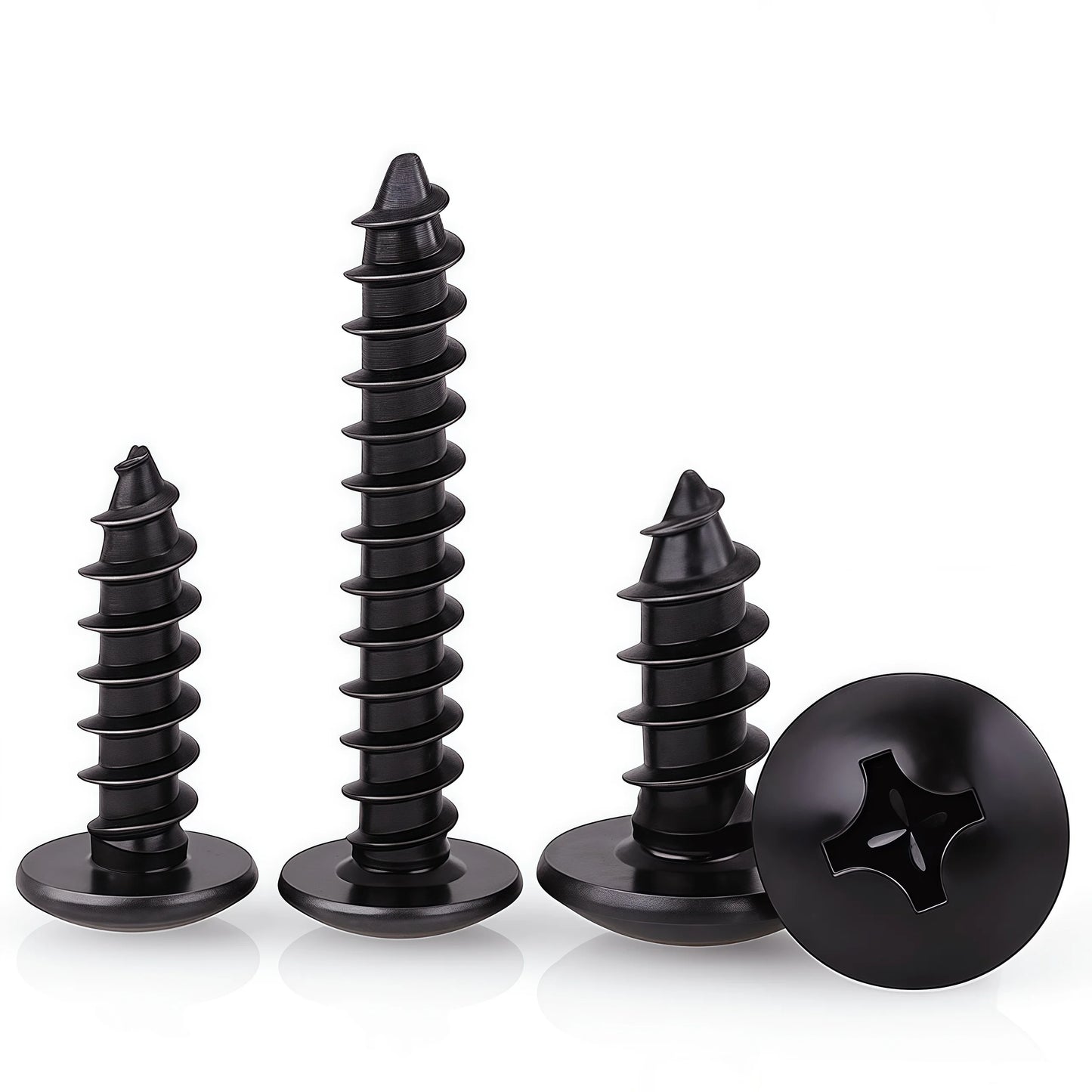 20-200pcs Black Carbon Steel Phillips Truss Head Screw M2.3 M2.6 M3 M3.5 M4 M5 M6 Cross Recessed Flat Head Self-Tapping Screws