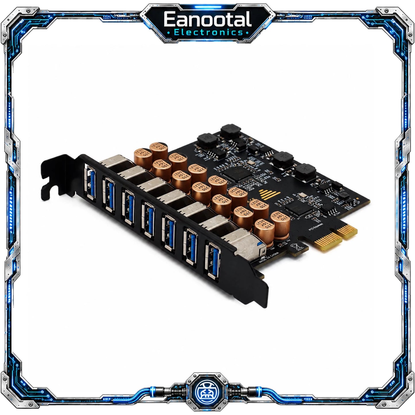 PCIe X1 7 Port USB 3.0 Card, High Speed USB-A Expansion Adapter No External Power Cable Required