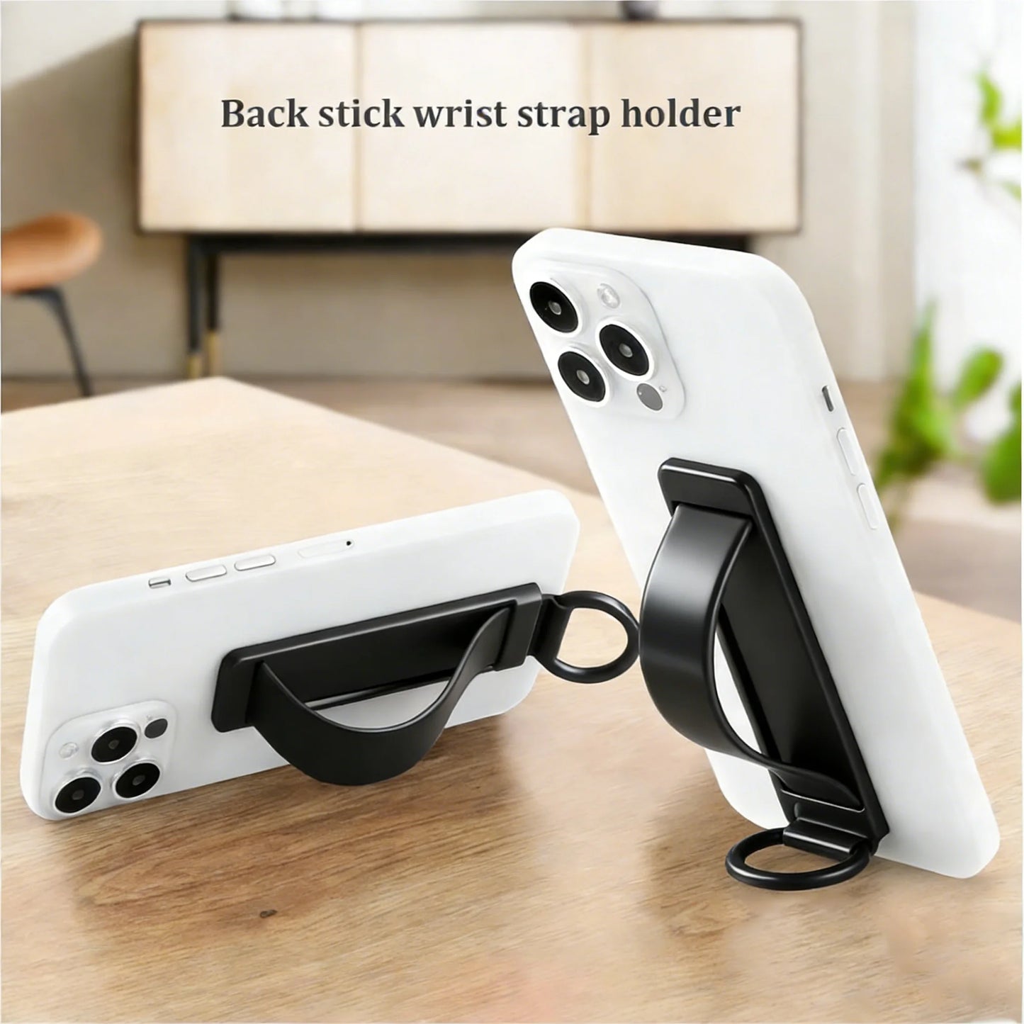 Wrist Band + Finger Grip 2-in-1 Phone Holder, Sticky Socket Stand Compatible with iPhone 12-17/Xiaomi