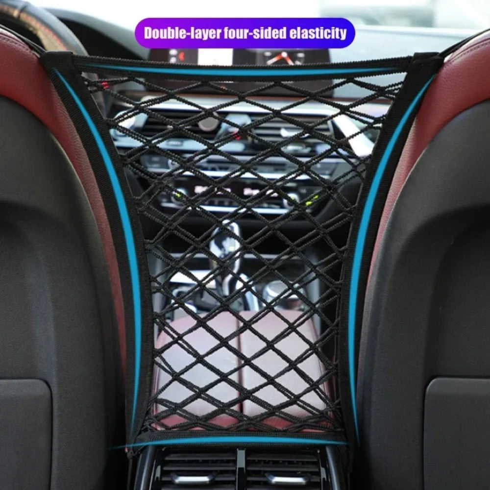 Car Storage Net Bag Between Seats Car Divider Child Safety Net Pet Barrier Elastic Expandable Mesh Bag Car Interior Accessorie