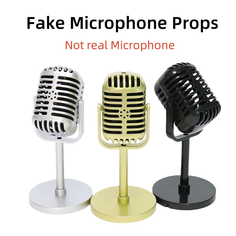 Retro Microphone Prop Classic Plastic Microphone Party Favors Live Performance Home Decoration Ornaments