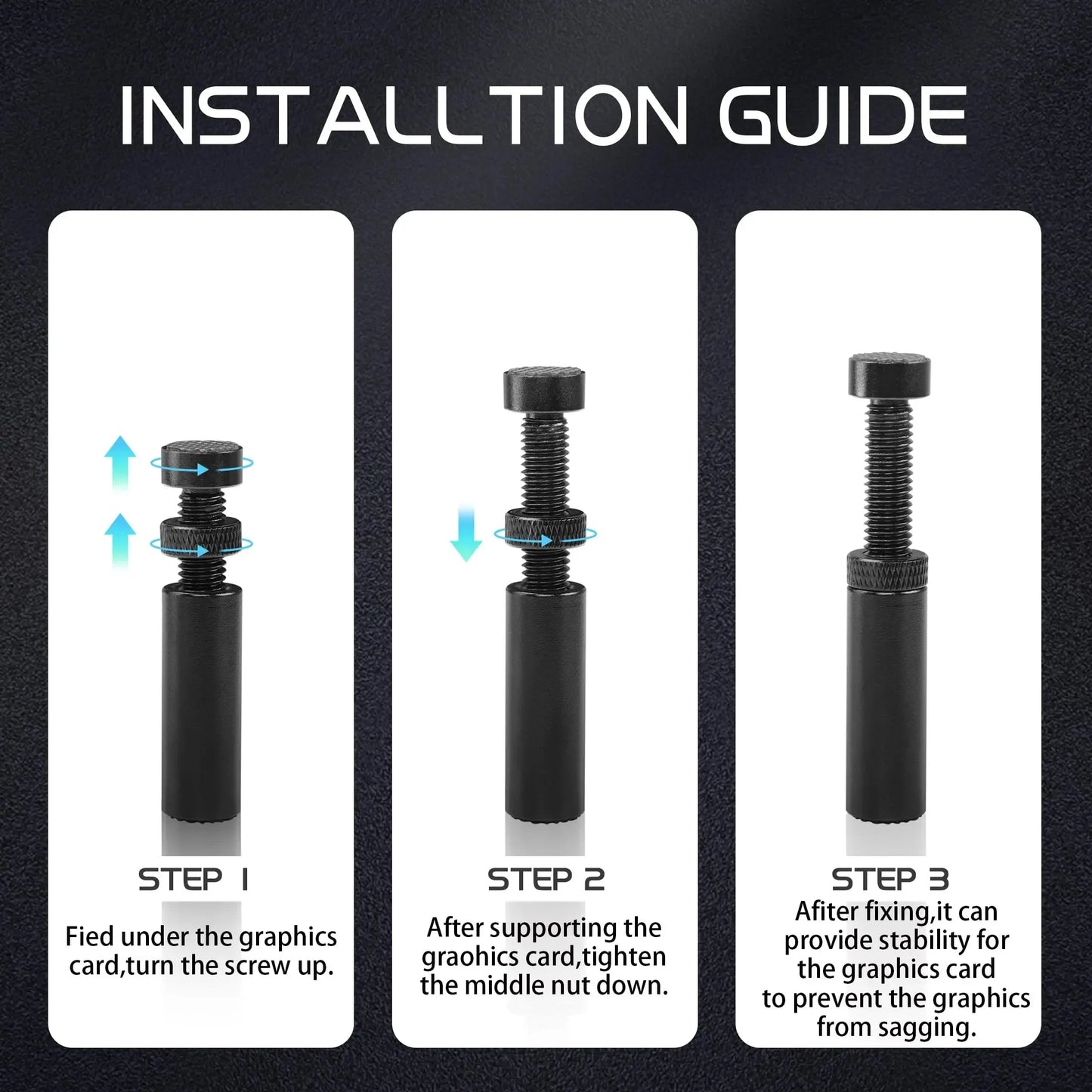 TEUCER Graphics Card GPU Holder Adjustable Telescopic Rotary Screw Magnetic Anti-Slip Support Vertical GPU Video Card Bracket