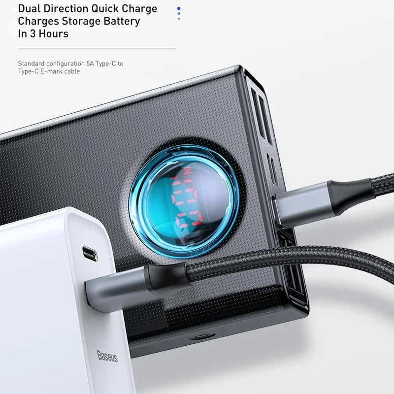 Baseus Power Bank 30000mAh 65W PD3.0 Quick Charging 3.0 FCP SCP Portable External for iPhone 16 15 14 Laptop Tablet Power Bank