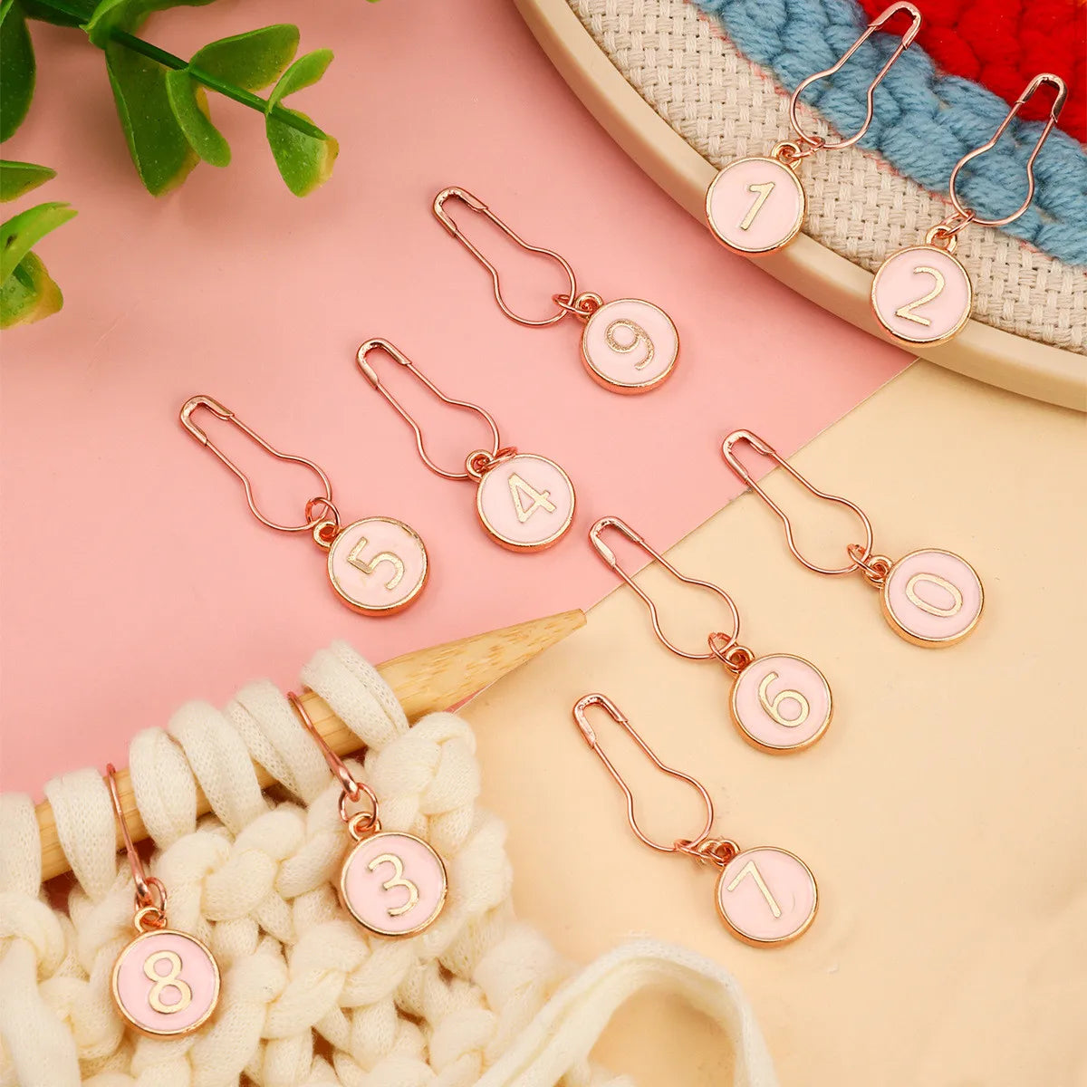 10pcs Knitting Tools Set for Sweater Knitting with Needle Number Markings Drip Oil Alloy Numbers And Buttons - Knit Accessories