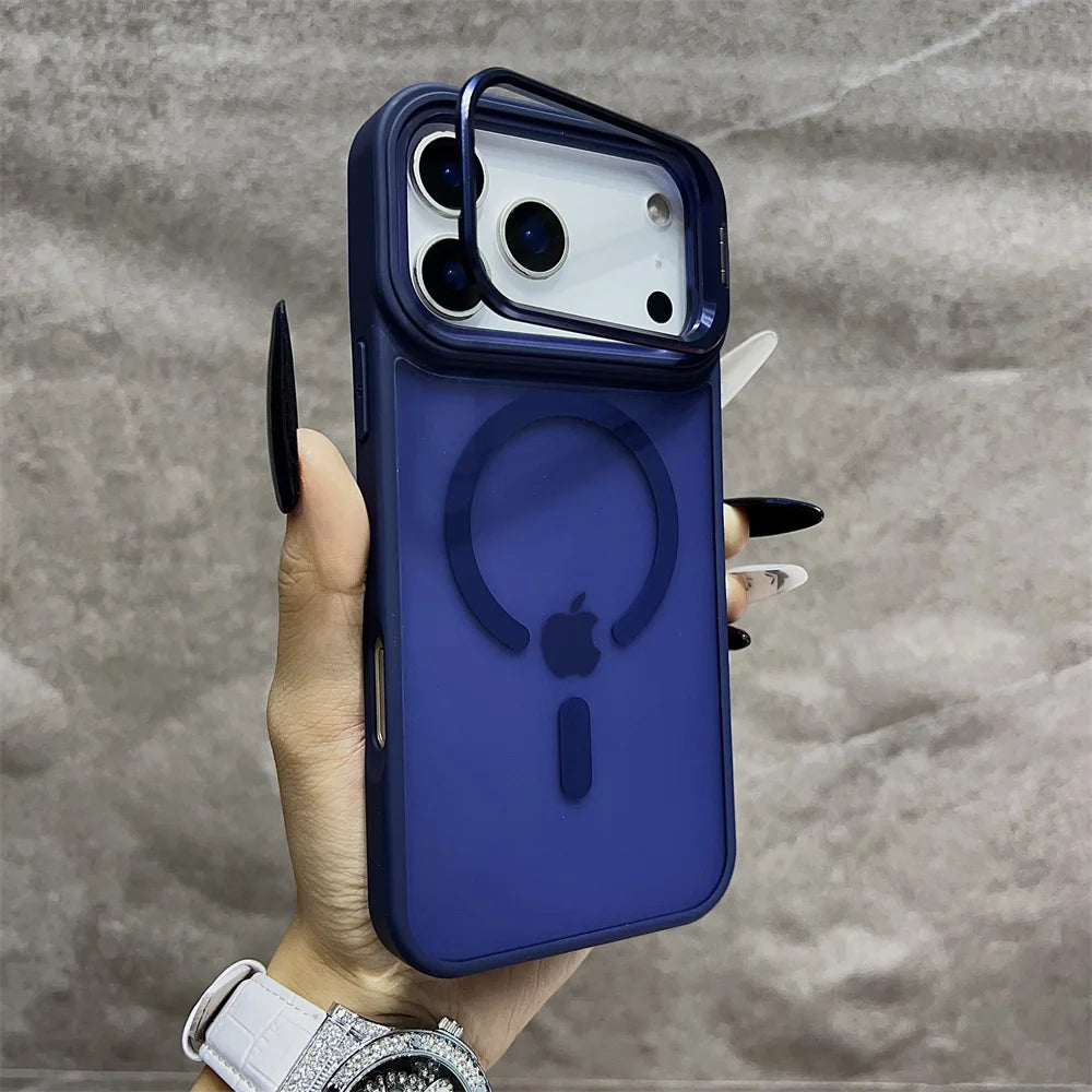 Matte Magnetic Translucent Wireless Charge Stand Case For iPhone 17 Pro Max Air 16 15 14 13 12 11 for Magsafe Must-Haves Cover